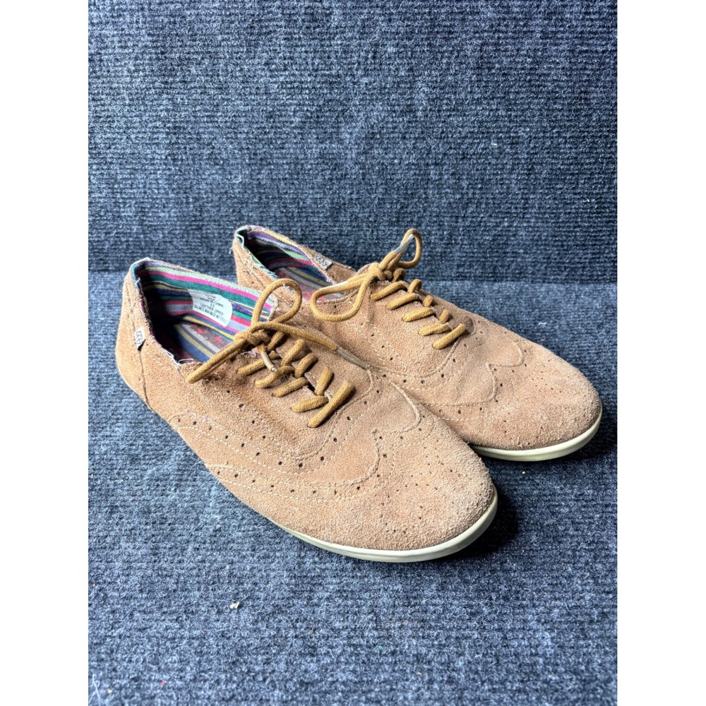 Rock & Candy by ZIGI Vida Tan Suede Wingtip Brogue Oxford Lace Up Flats 8.5